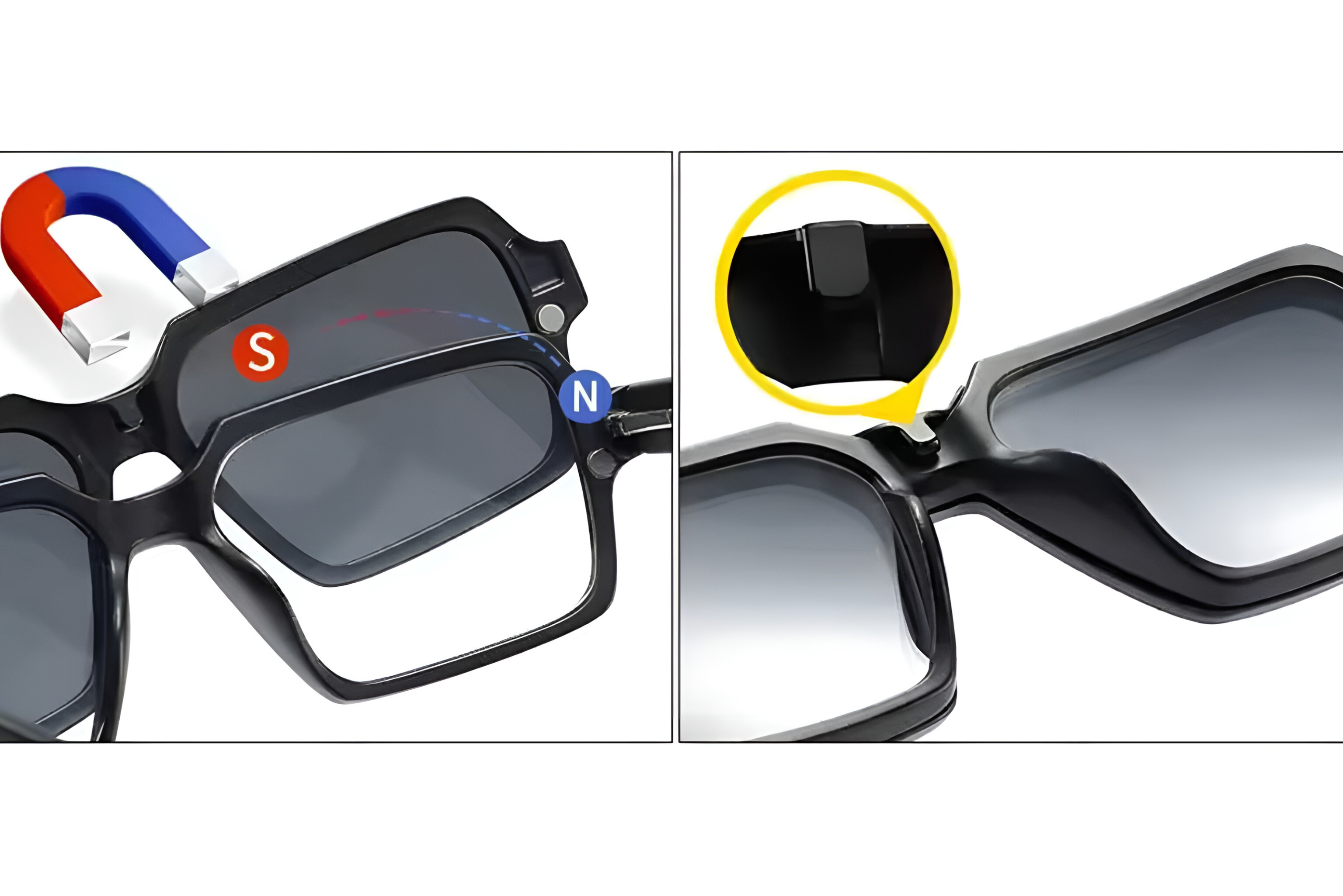 جزئیات مگنت و گیره وسط عینک طبی کاوردار مگنتی مدل 2336