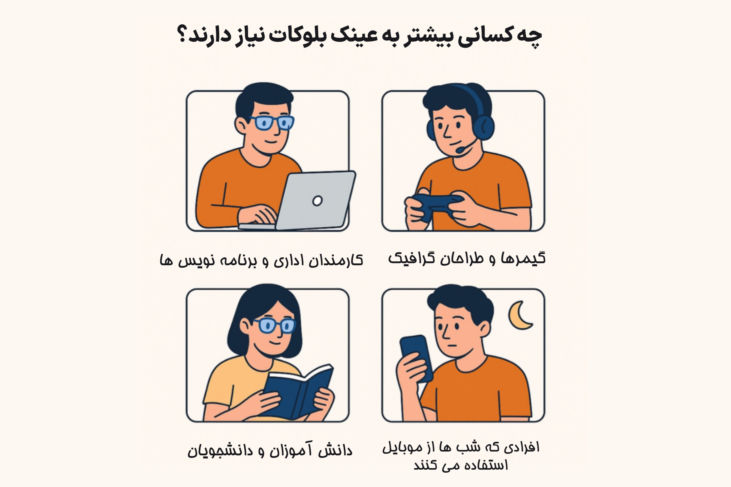استفاده از عینک فیلتر نور آبی هنگام کار با کامپیوتر