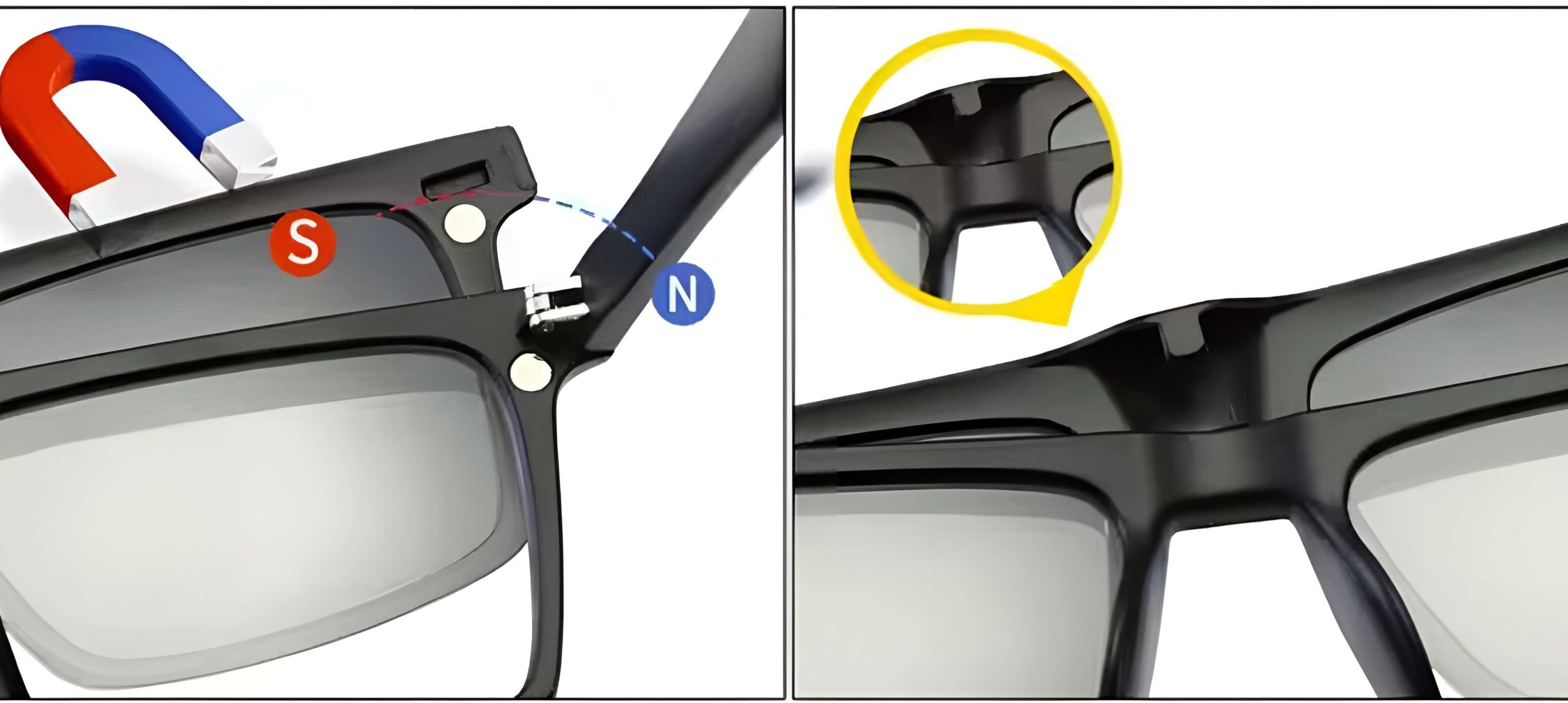 نمای نزدیک مگنت و کلیپس عینک کاوردار مگنتی TR2302