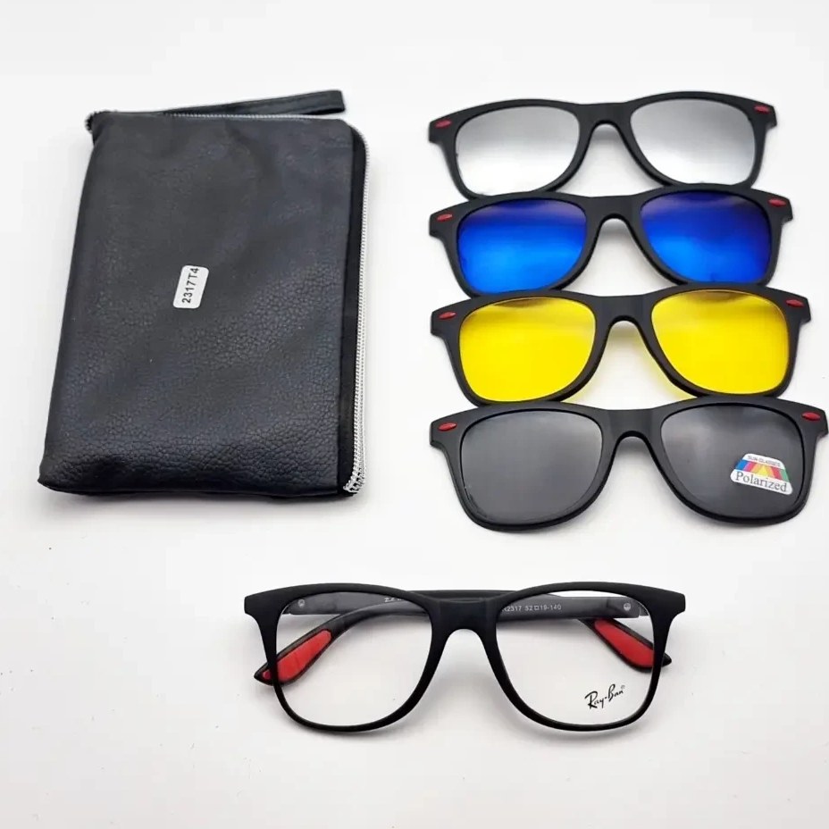 عینک طبی ریبن مدل 2317 با ۴ کاور آفتابی